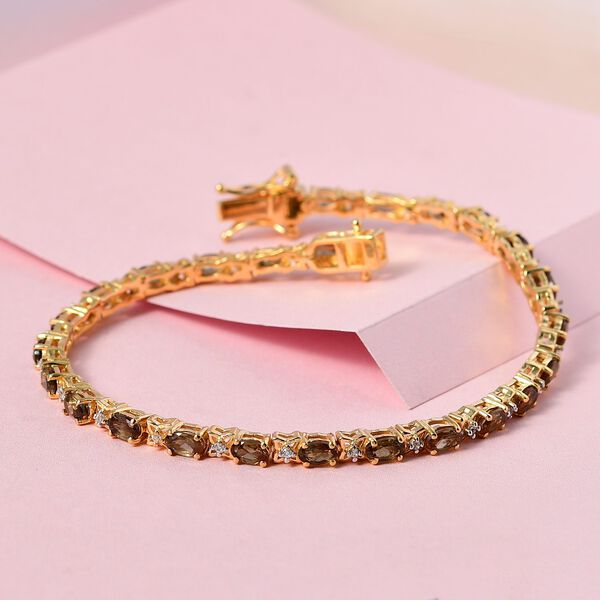 Natürliches Jenipapo Andalusit und weißes Zirkon Armband, ca. 19 cm, 925 Silber Gelbgold Vermeil ca. 6.02 ct image number 2