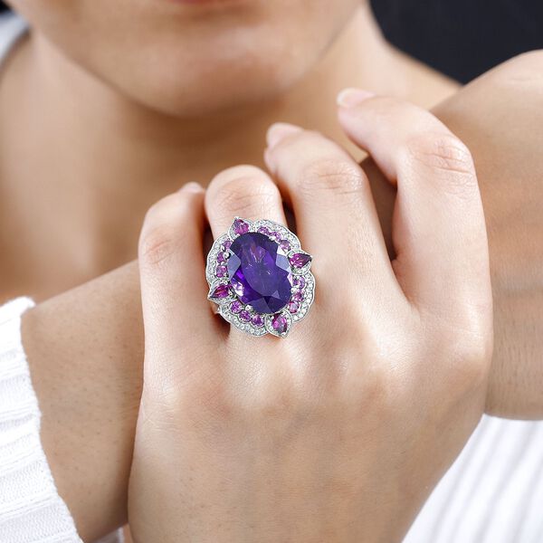 AAA Afrikanischer Amethyst, Rhodolith Granat und Zirkon-Ring - 14,16 ct. image number 3