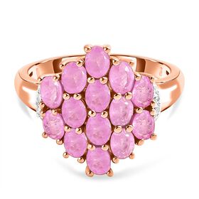 Ilakaka Rosa Saphir (Fissure gefüllt) und weißer Zirkon Ring, 925 Silber rosévergoldet (Größe 20.00) ca. 3.72 ct