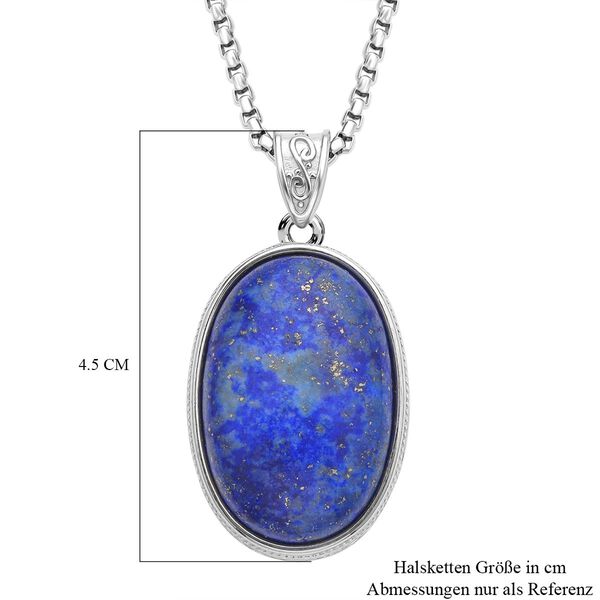 2er Set, Lapislazuli Anh&auml;nger mit Kette, Edelstahl, ca. 62.00 ct image number 5