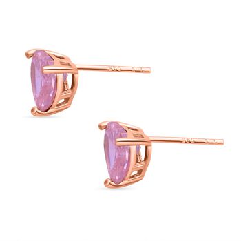Rosa Zirkonia Herz Ohrstecker, 925 Silber ros&eacute;vergoldet ca. 5.70 ct