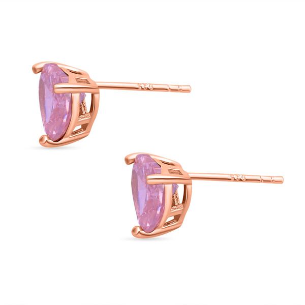 Rosa Zirkonia Herz Ohrstecker, 925 Silber rosévergoldet ca. 5.70 ct image number 4