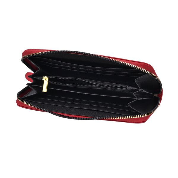 Brieftasche aus echtem Leder mit RFID-Schutz in Stepp-Optik, 19x2,5x9,5cm, Rot image number 6