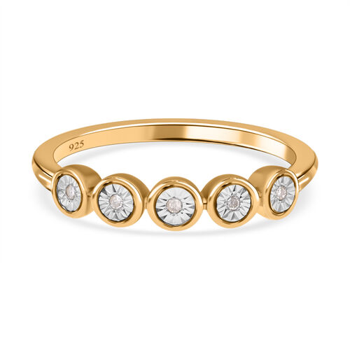 Weißer Diamant Ring, 925 Silber Gelbgold Vermeil (Größe 16.00) ca. 0.05 ct image number 0