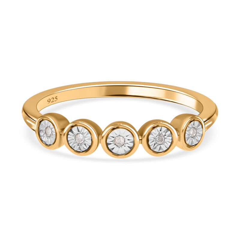 Weißer Diamant Ring, 925 Silber Gelbgold Vermeil (Größe 17.00) ca. 0.05 ct image number 0