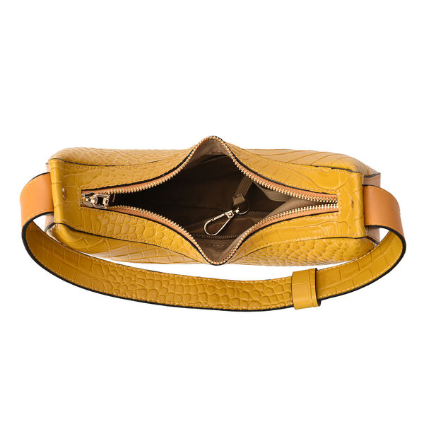 Sencillez Hobo Tasche aus echtem Leder, Gr&ouml;&szlig;e 27x7x14 cm, Gelb image number 2