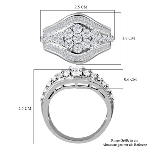 LUSTRO STELLA -  Weißer Zirkonia Ring, 925 Silber rhodiniert, (Größe 17.00) ca. 2.54 ct image number 4