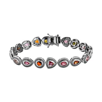 Mehrfach-Turmalin Armband ca. 20 cm 925 Silber platiniert ca. 7,93 ct