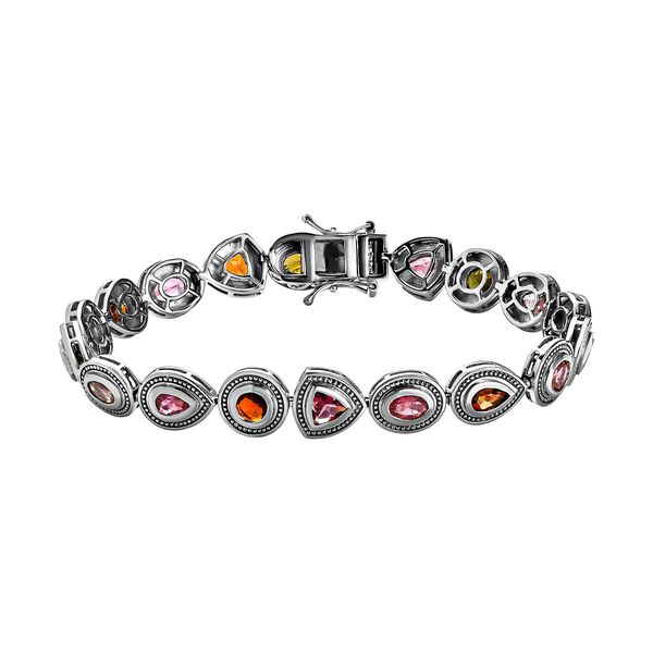 Mehrfach-Turmalin Armband ca. 20 cm 925 Silber platiniert ca. 7,93 ct