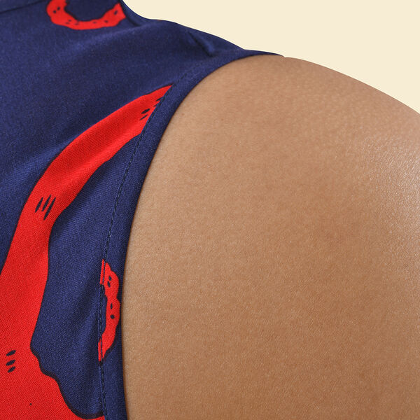 TAMSY - bedrucktes Sommerkleid, Kreismuster, Dunkelblau/rot image number 4