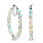 Natürlicher Äthiopischer Opal Creolen 925 Silber platiniert ca. 5,70 ct