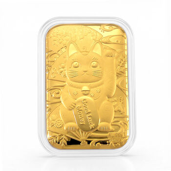 EXKLUSIVES GESCHENK - 999er Goldfolie mit Gl&uuml;ckskatze 10mg