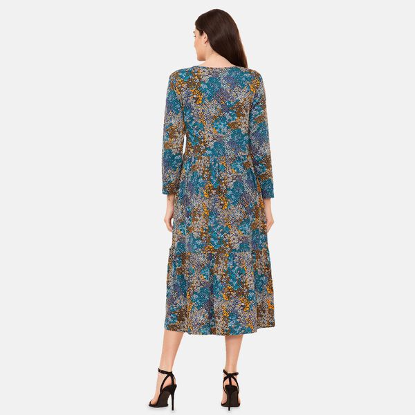 TAMSY Damen bedrucktes Midikleid, Größe 38, Blau image number 6