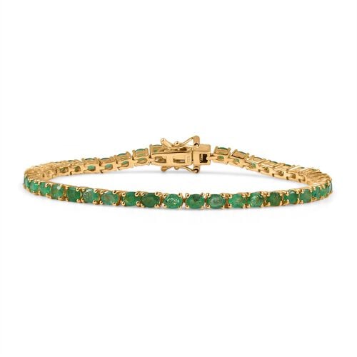 Gemfields Kagem Sambischer Smaragd Armband ca. 19 cm 925 Silber 750 Gelbgold Vermeil ca. 6.97 ct image number 0