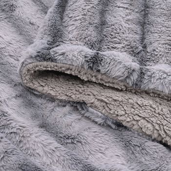 Doppellagige 350gsm Kunstfelldecke mit 220gsm Sherpa, Grau