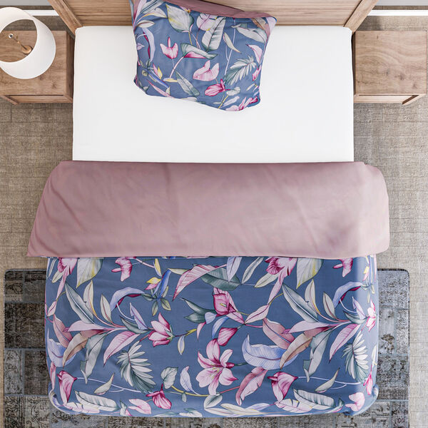 2er-Set, 3D Digitaldruck Bettbezug und Kissenbezug, Blatt- und Blumenmuster, Grau image number 4