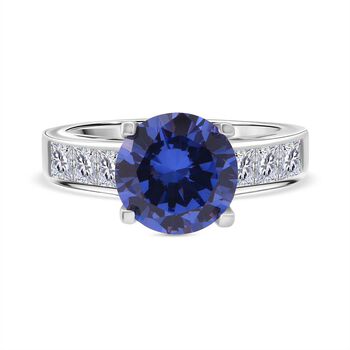 Lustro Stella Blauer Saphir-Farbener Zirkonia, Wei&szlig;er Zirkonia Ring 925 Silber rhodiniert (Gr&ouml;&szlig;e 20.00)