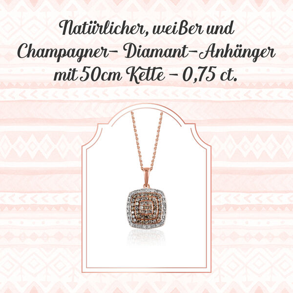 Art-déco weißer und Champagner-Diamant-Anhänger mit Kette- 0,75ct. image number 4