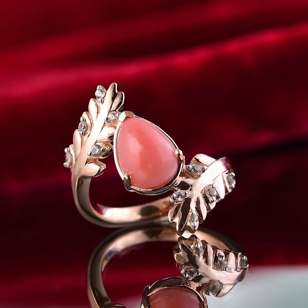 AA Vinicunca-Peruanischer-Opal, Weißer Zirkon Ring 925 Silber 750 rosévergoldet (Größe 21.00) ca. 1.88 ct image number 1