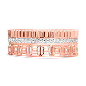 Weißer Diamant P Ring 925 Silber Roségold Vermeil (Größe 19.00)