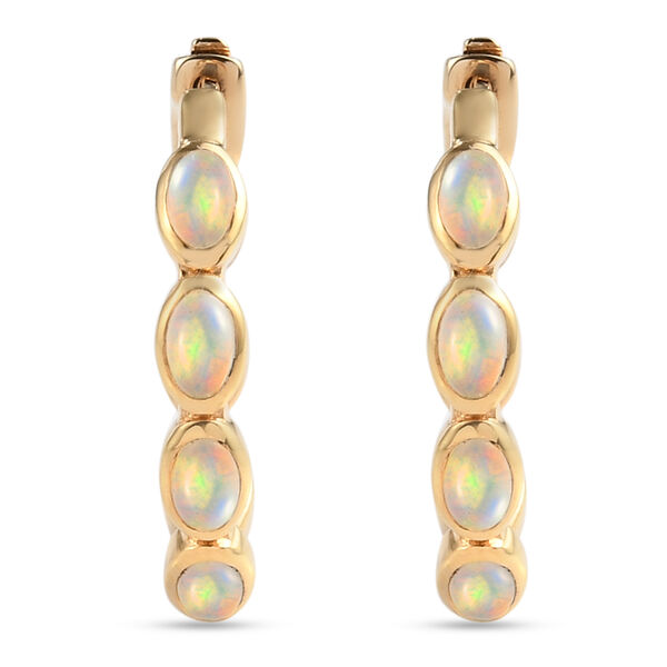 Natürlicher Äthiopischer Opal Ohrringe 925 Silber Gelbgold Vermeil ca. 2,72 ct image number 0