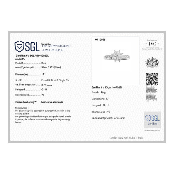 LUXURIANT SGL zertifizierter VS-GH Labor Diamant Ring - 0,75 ct. image number 4