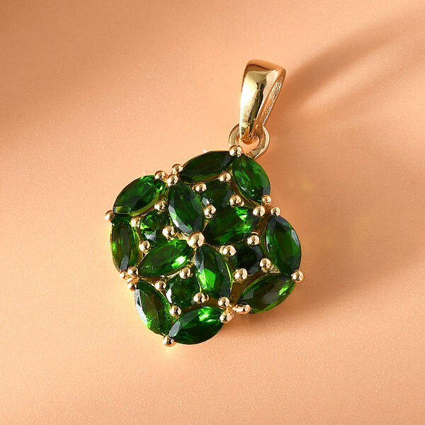 Nat&uuml;rlicher Chromdiopsid Anh&auml;nger 925 Silber vergoldet ca. 2,49 ct image number 3