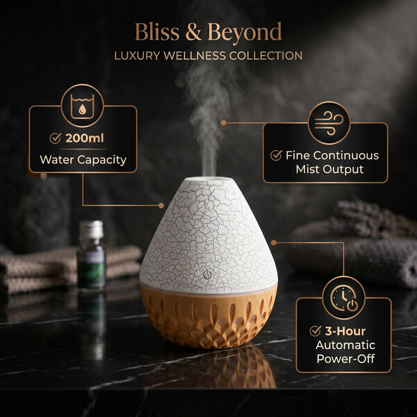 "Humidifier with 7 Essential Oil   Product Size: 100*100*117mm Color Box Size:105*135*155mm  Net weight:120g+245g=360g Water Capacity: 200ml Power: 3-5W, DC 5V/1A Colorful light Changing 3 hours Automatic Power Off" image number 11