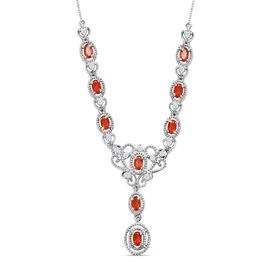 Purpurrote Feueropal und Zirkon-Halskette, 45 cm - 2,22 ct.