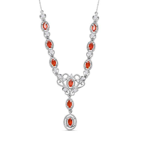 Purpurrote Feueropal und Zirkon-Halskette, 45 cm - 2,22 ct. image number 0