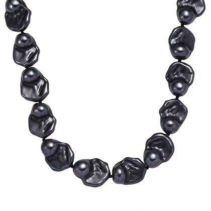 Pfaufarbene Muschelperle Halskette ca. 50 cm Reiner Edelstahl Standard