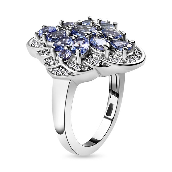 Wundersch&ouml;ner Tansanit und wei&szlig;er Zirkon-Ring, 925 Silber platiniert  ca. 2,30 ct image number 5