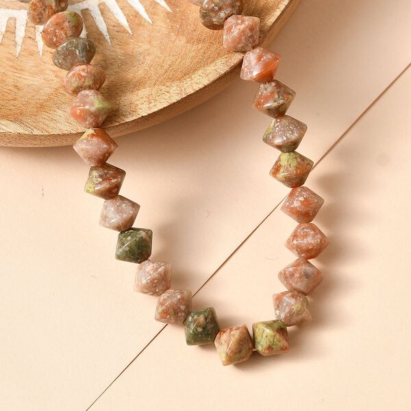 Herbst Jaspis Halskette ca. 50 cm mit 2.5 cm extender, Nickelfreies Messing platiniert ca. 250,00 ct. image number 2