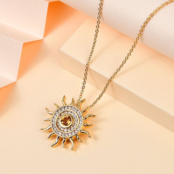 GP Celestial Dream Kollektion - AA Citrin, Zirkon  und Kanchanaburi blauer Saphir-Anh&auml;nger mit 45cm Kette - 1,13 ct. image number 2