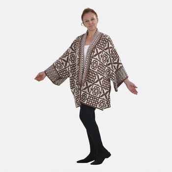 Strick Cardigan mit Knopf, 75x75 cm, beige