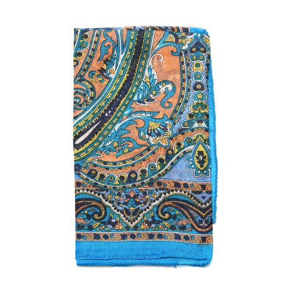 Bedruckter Seidenschal, 48x160cm, Meerblau image number 4