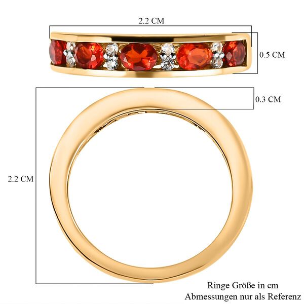 Mexikanischer Kirschfeuer-Opal und wei&szlig;er Zirkon-Ring, 925 Silber vergoldet (Gr&ouml;&szlig;e 21.00) ca. 0.73 ct image number 7