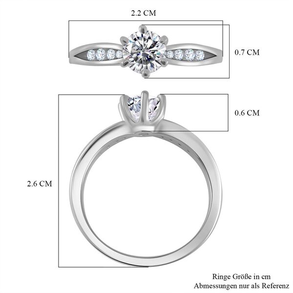 Moissanit Ring, 925 Silber rhodiniert - 0,95 ct. image number 6