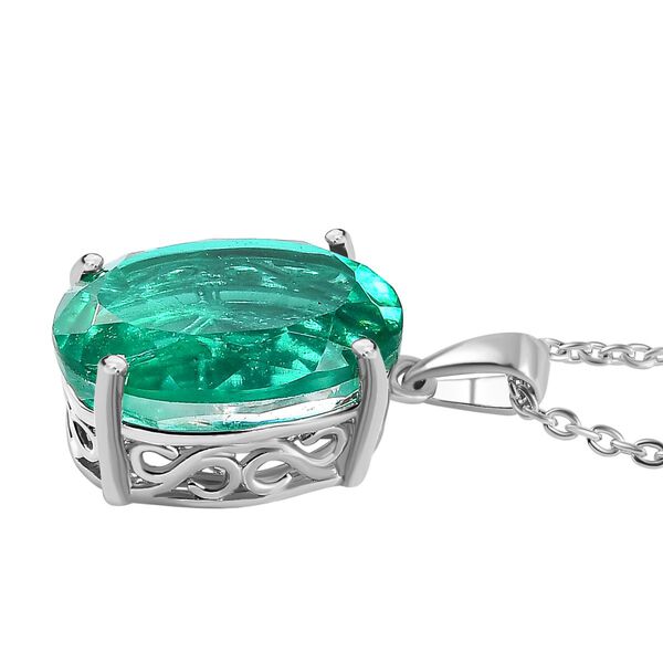 Smaragd-Quarz-Triplette, Anh&auml;nger mit Kette, 925 Silber rhodiniert ca. 12.00 ct image number 4