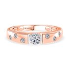 LUXURIANT DIAMOND - Lab Grown Diamant SI-GH SGL CERTIFIED Ring, 925 Silber Rhodiniert und 750 Roségold Vermeil (Größe 17.00) ca. 0.50 ct