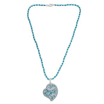 D'Joy Blauer Apatit und Neon Apatit Anh&auml;nger mit 45cm Kette - 35,81 ct.