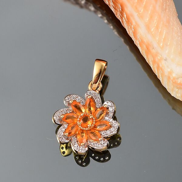 Feuer opal Anhänger 925 Silber vergoldet ca. 0.76 ct image number 2