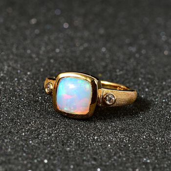 AA nat&uuml;rlicher, &auml;thiopischer Welo Opal und Zirkon Ring - 1,77 ct.