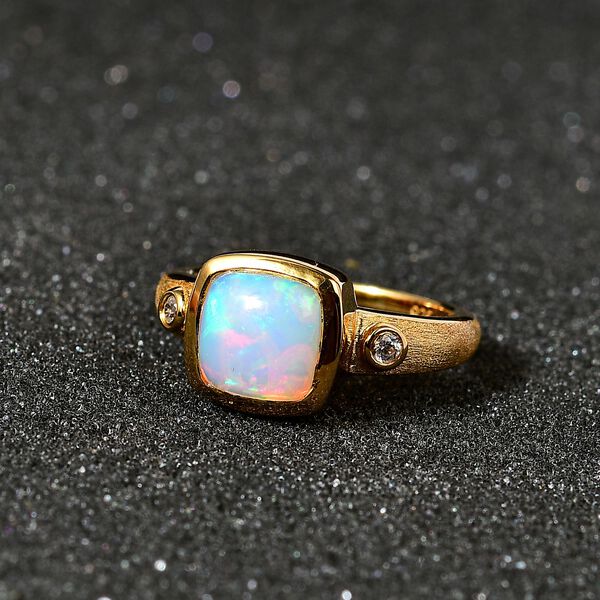 AA natürlicher, äthiopischer Welo Opal und Zirkon Ring - 1,77 ct. image number 3