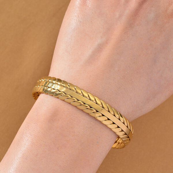 Reiner Edelstahl IP-Gelbbeschichtung Armreif ca. 18 cm ca. 22,80g image number 1