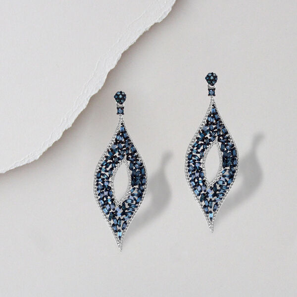 Blaue Diamant Ohrringe, 925 Silber platiniert, ca. 1.00 ct image number 2