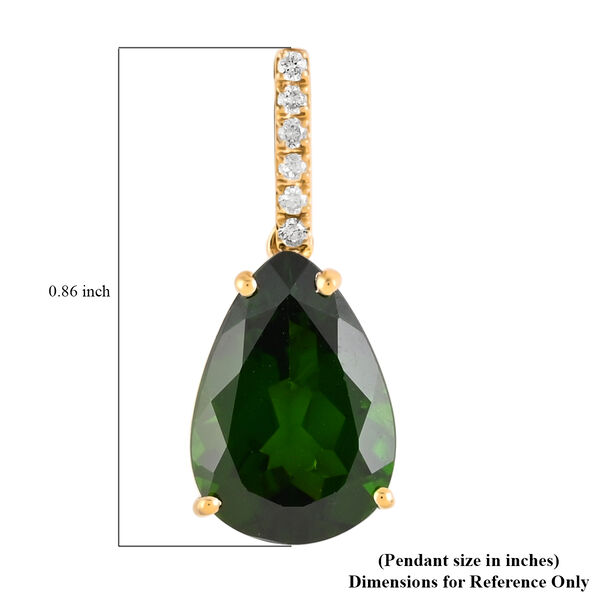 AAA Natürlicher Chromdiopsid und weißer Diamant-Anhänger I1 G-H, zertifiziert und geprüft, 585 Gelbgold ca. 4.00 ct image number 4