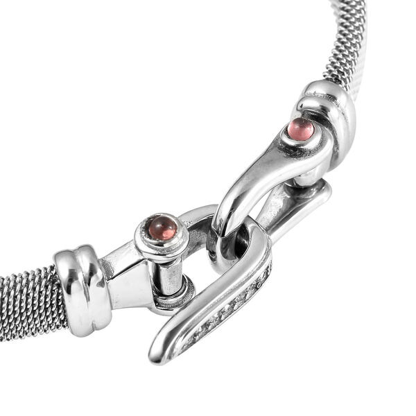 Roter Granat und wei&szlig;er Kristal-Armreif, 20 cm, Edelstahl ca. 0,13 ct image number 6