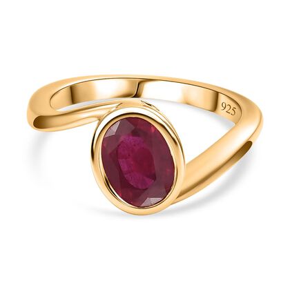 Afrikanischer Rubin (Fissure gef&uuml;llt) Ring, 925 Silber Gelbgold Vermeil (Gr&ouml;&szlig;e 18.00) ca. 1.76 ct