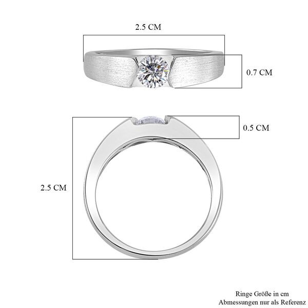 Moissanit Ring, 925 Silber rhodiniert (Gr&ouml;&szlig;e 18.00) ca. 0.45 ct image number 7